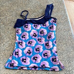 Lime Ricki Blue and Purple Women's peony tankini top size medium